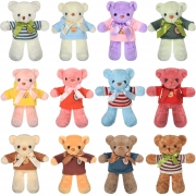 Zhanmai 12 Set Valentines Bears Bulk Stuffed Animal with Removable Clothes 12 Inch Cute Bears Soft Plush Toy Gift for Kids Boys Girls Baby Shower Birthday Party Favor Decoration Supplies