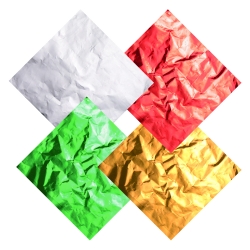 Hicarer 400 Pieces Aluminium Foil Christmas Candy Wrappers 4 by 4 Inch Chocolate Wrappers for Christmas DIY Candies and Chocolate Packaging, 4 Colors