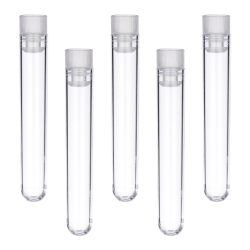 Hicarer 50 Pieces Clear Plastic Test Tubes 12 by 75 mm with Push Caps, 5 m