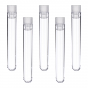 Hicarer 50 Pieces Clear Plastic Test Tubes 12 by 75 mm with Push Caps, 5 m