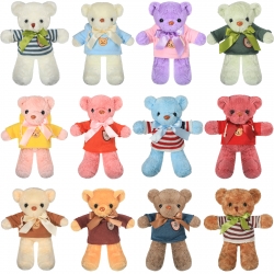 Zhanmai 12 Set Valentines Bears Bulk Stuffed Animal with Removable Clothes 12 Inch Cute Bears Soft Plush Toy Gift for Kids Boys Girls Baby Shower Birthday Party Favor Decoration Supplies
